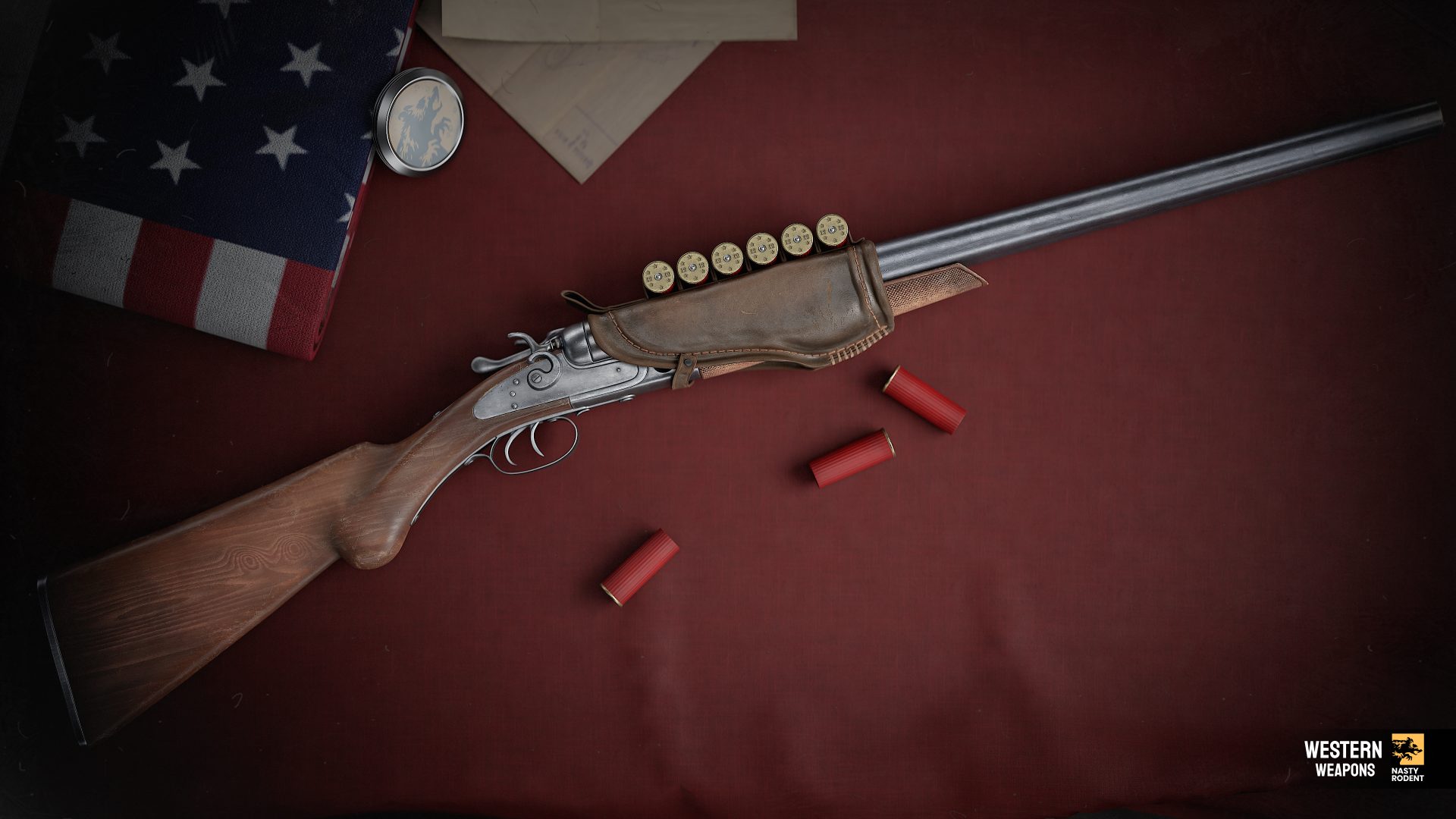 Realistic coach shotgun 3D model — High-quality weapon art for western games