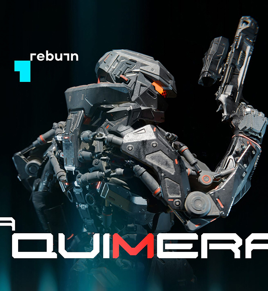 La Quimera promotional banner — Sci-fi 3D weapons and character art production