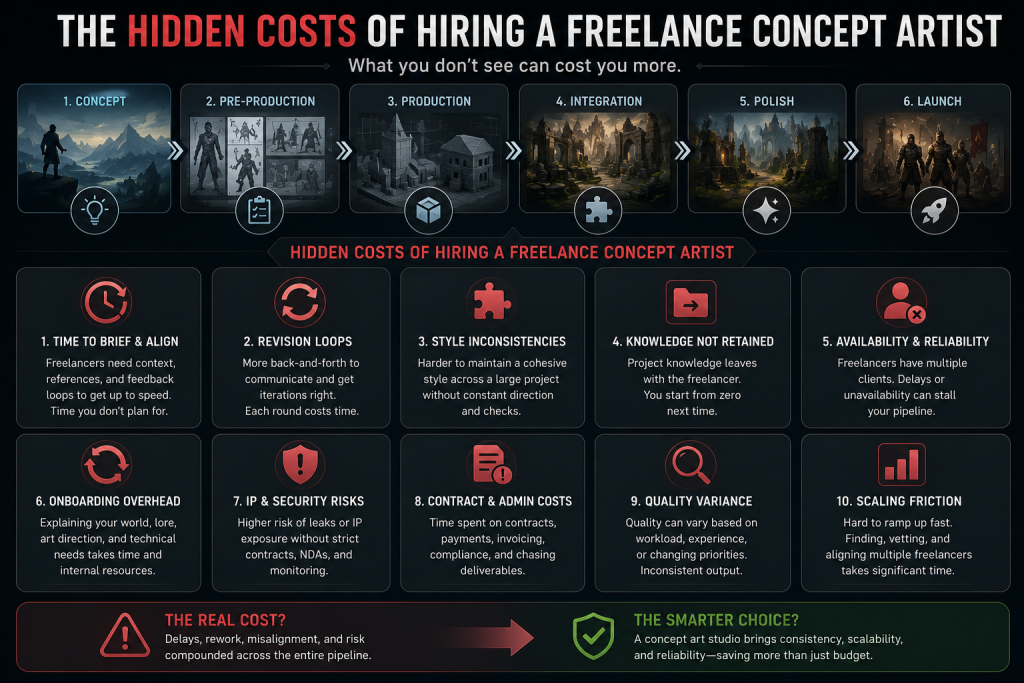 Hidden costs of hiring freelance concept artist in game production pipeline