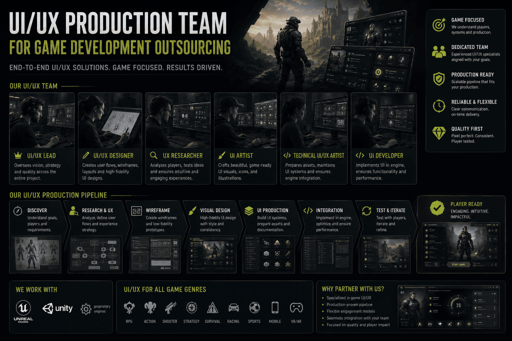 Nasty Rodent UI UX production team for game development outsourcing