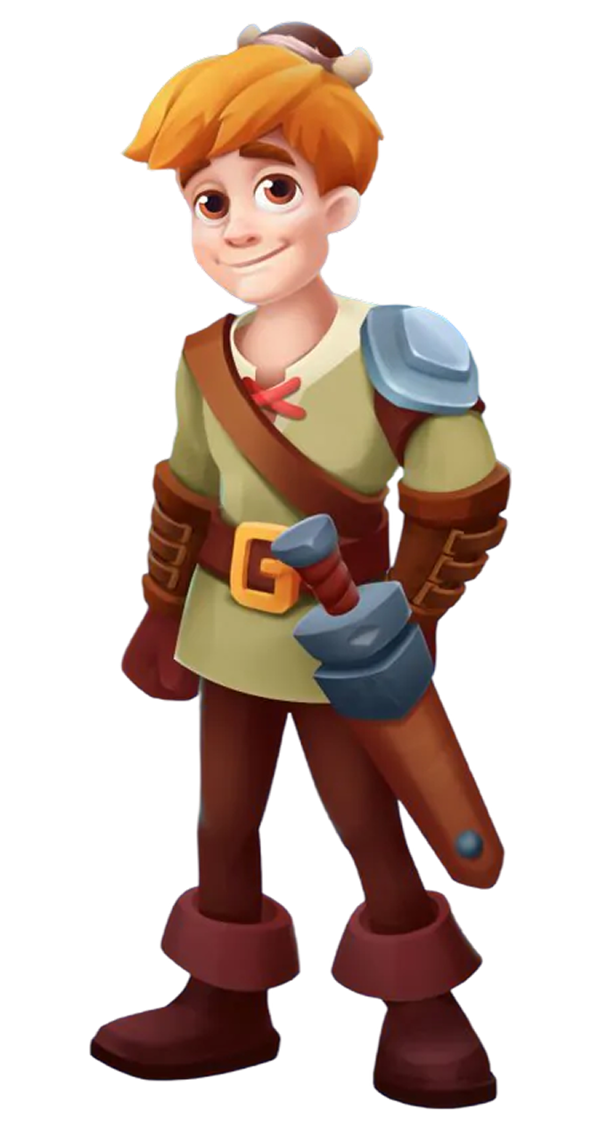 Stylized young boy character concept sheet - casual game cast