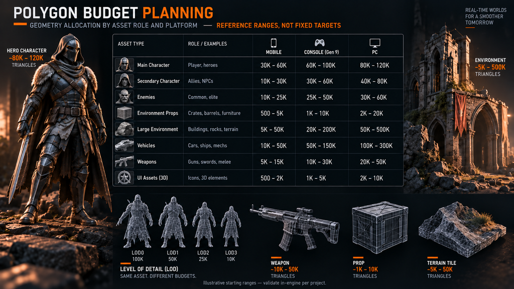 Polygon budget planning chart – geometry allocation by asset role and platform