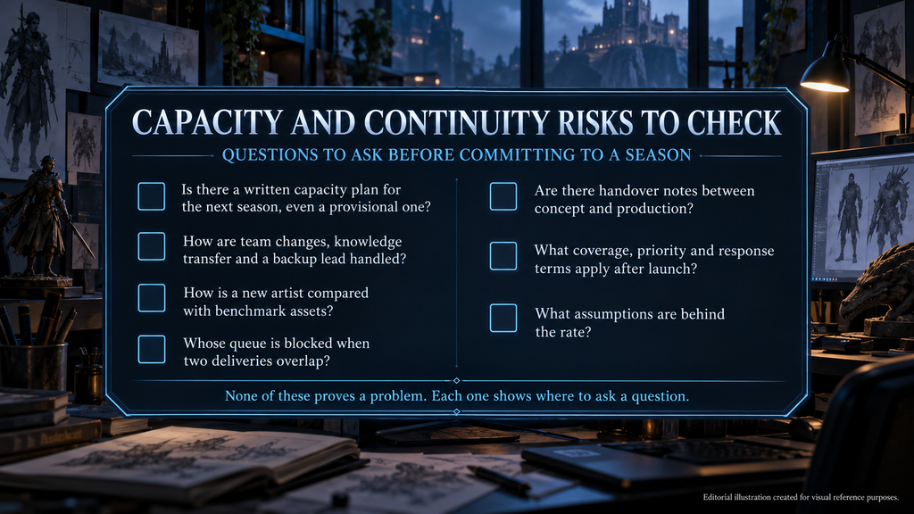Checklist of vendor capacity and continuity risks to investigate before a live-service season