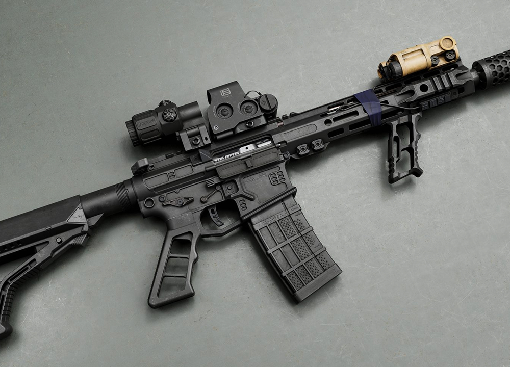 AR-15 rifle with attachments – modular weapon 3D art by Nasty Rodent