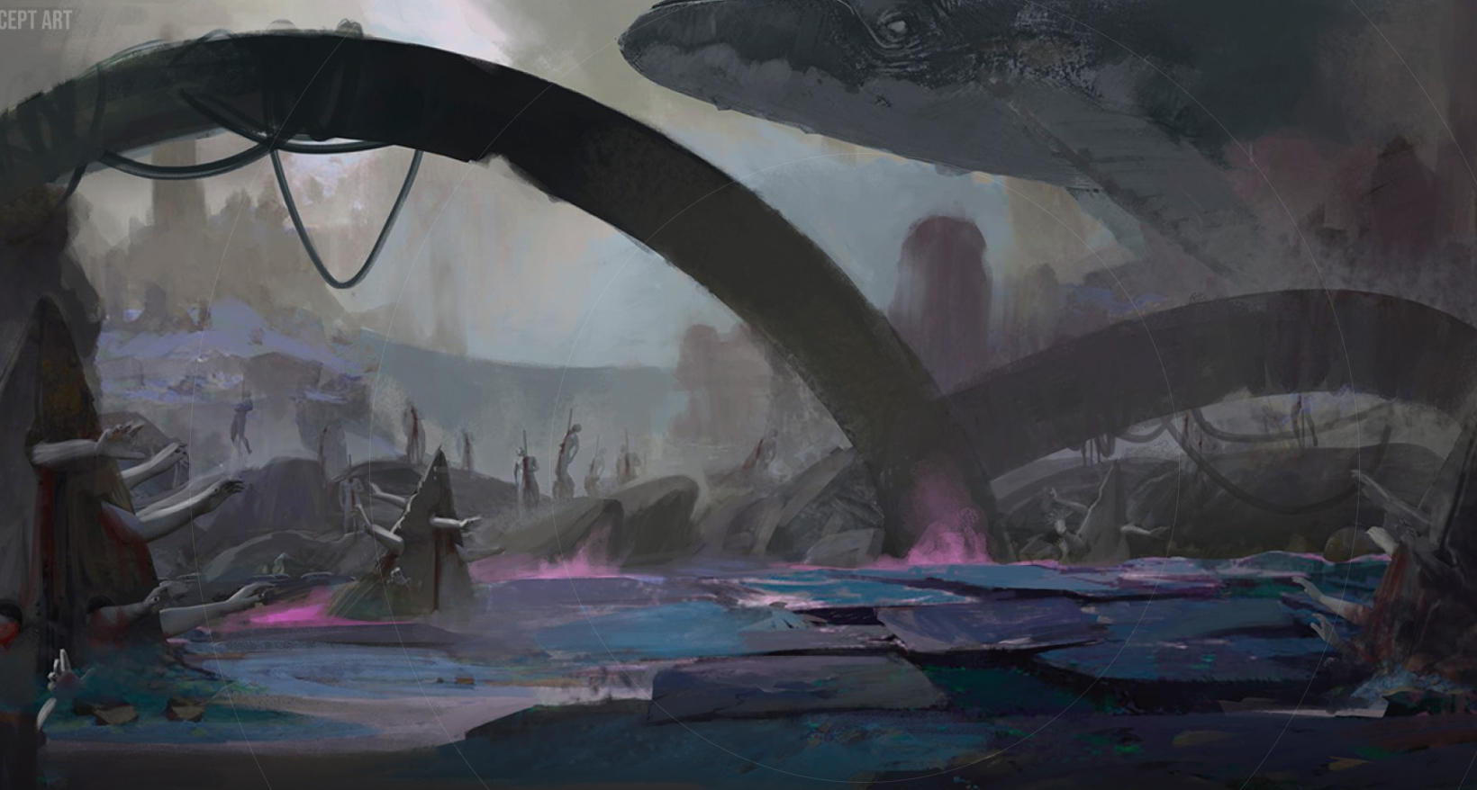 Dark fantasy location concept art – open-world environment concept by Nasty Rodent