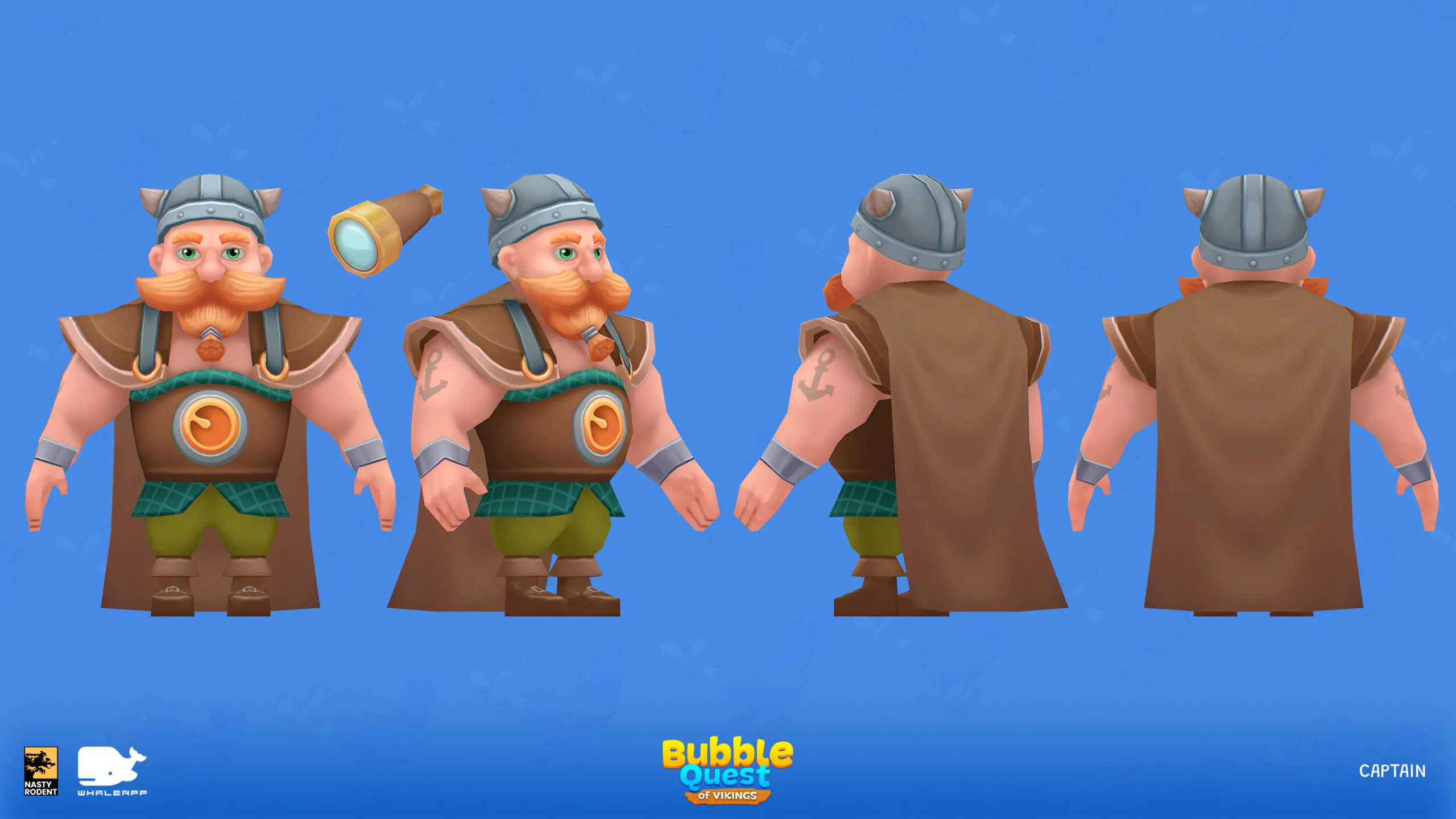 Viking Captain 3D model turnaround — Stylized character asset study