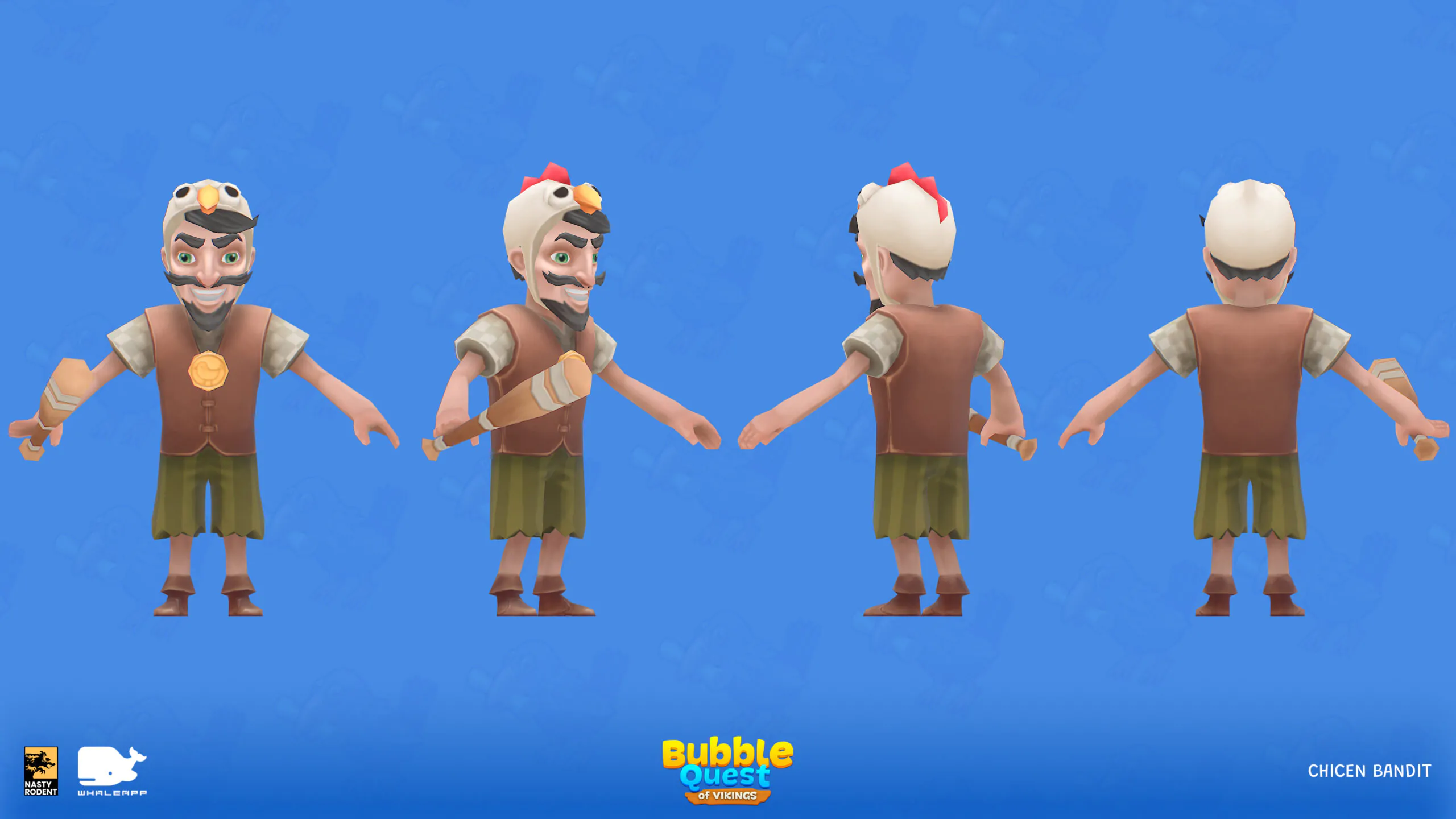 "Chicken Bandit" character 3D model — Funny stylized thief asset for games