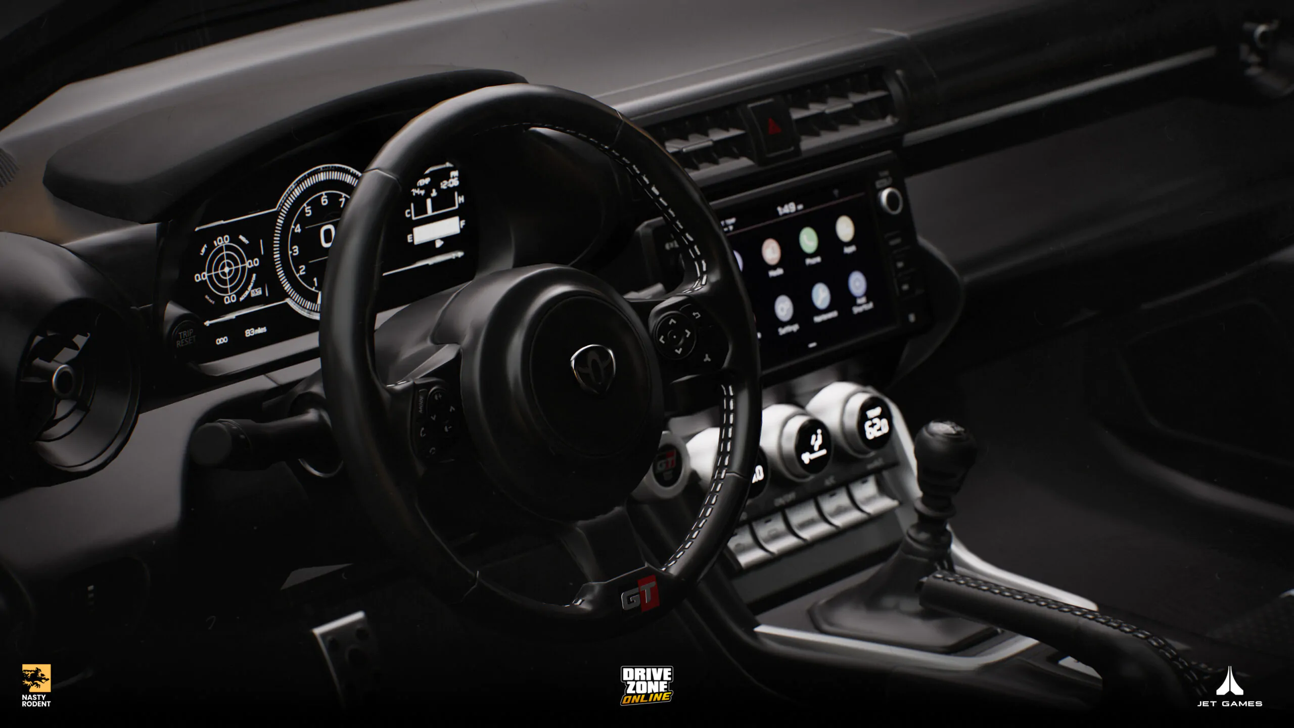 Car interior 3D model — Detailed dashboard and steering wheel modeling