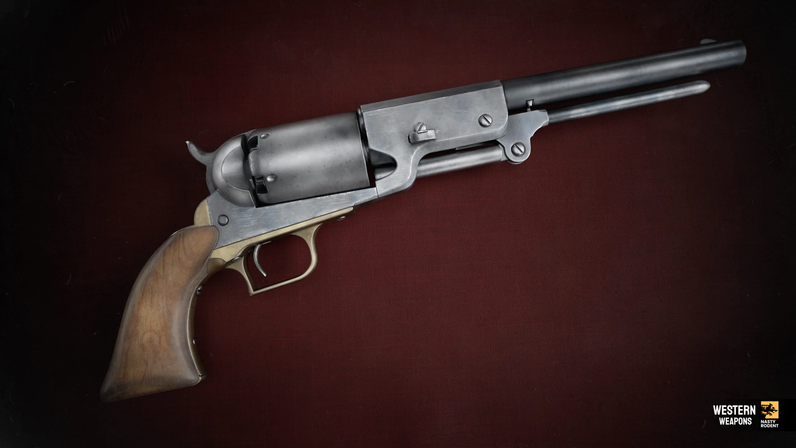 Colt Walker revolver 3D model — Detailed historic firearm for game development