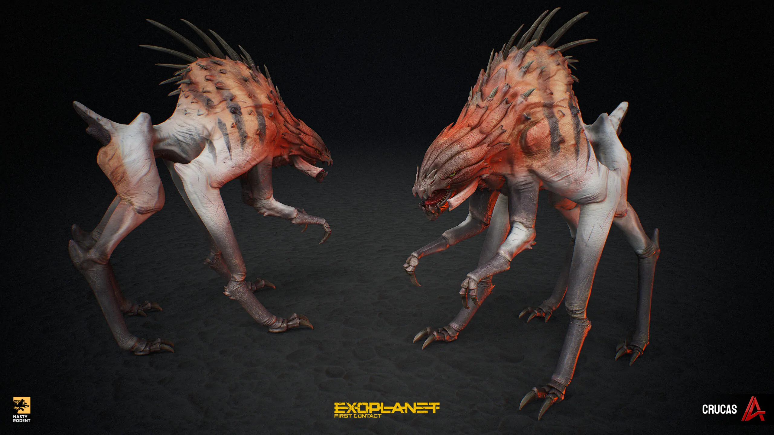 Alien "Dog" creature 3D model — Predatory monster design for Exoplanet