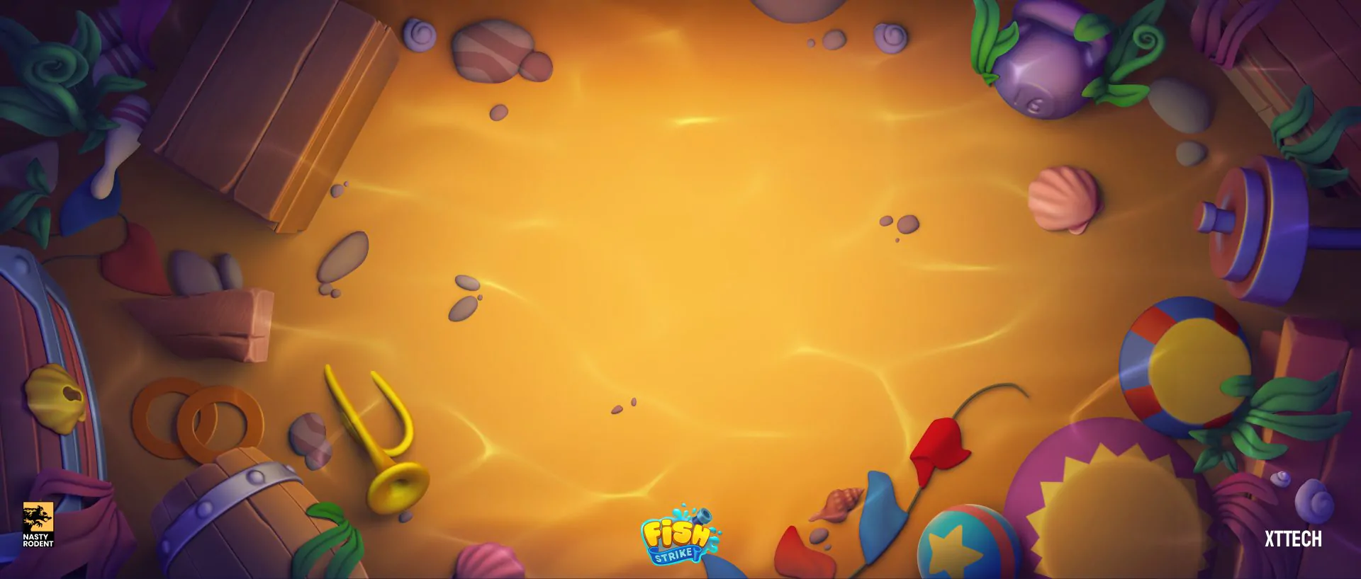Underwater sand floor level design for Fish Strike — Casual game background art