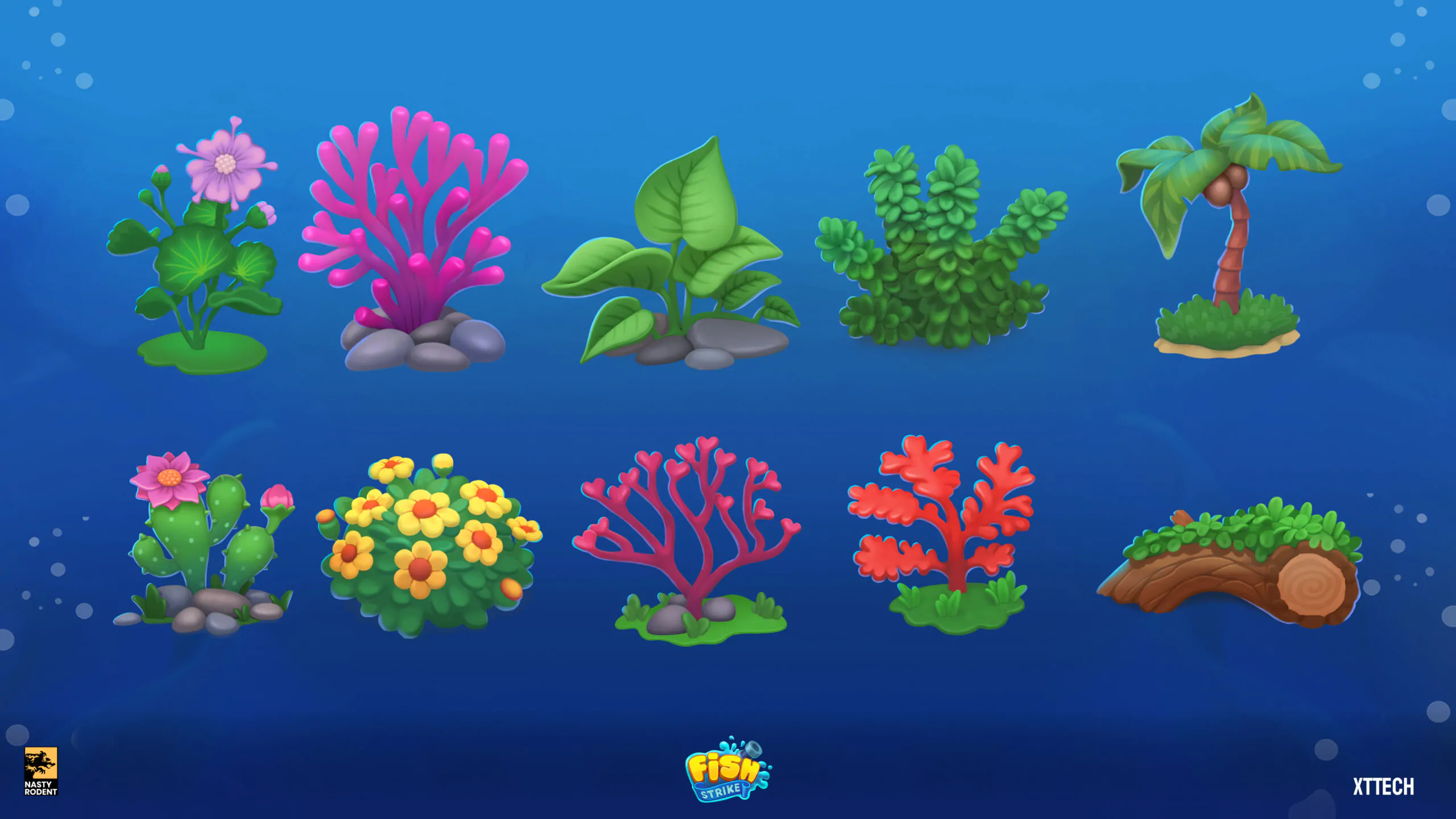 Stylized game vegetation set — Corals and plants asset pack for Fish Strike