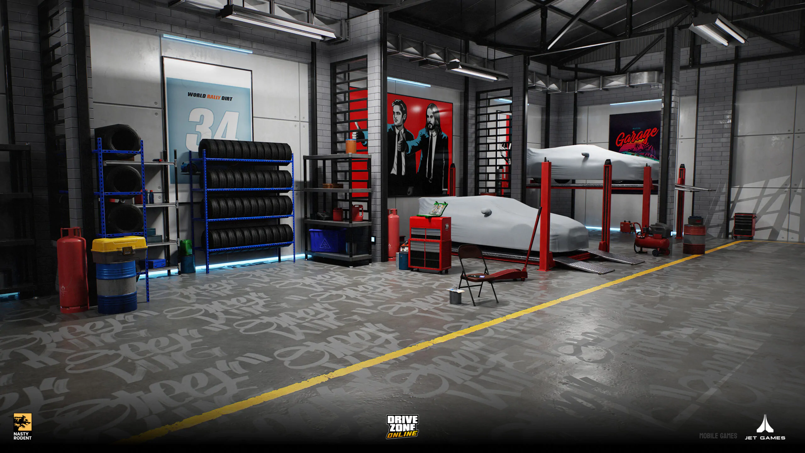 Modern garage interior 3D model — Detailed game environment with assets