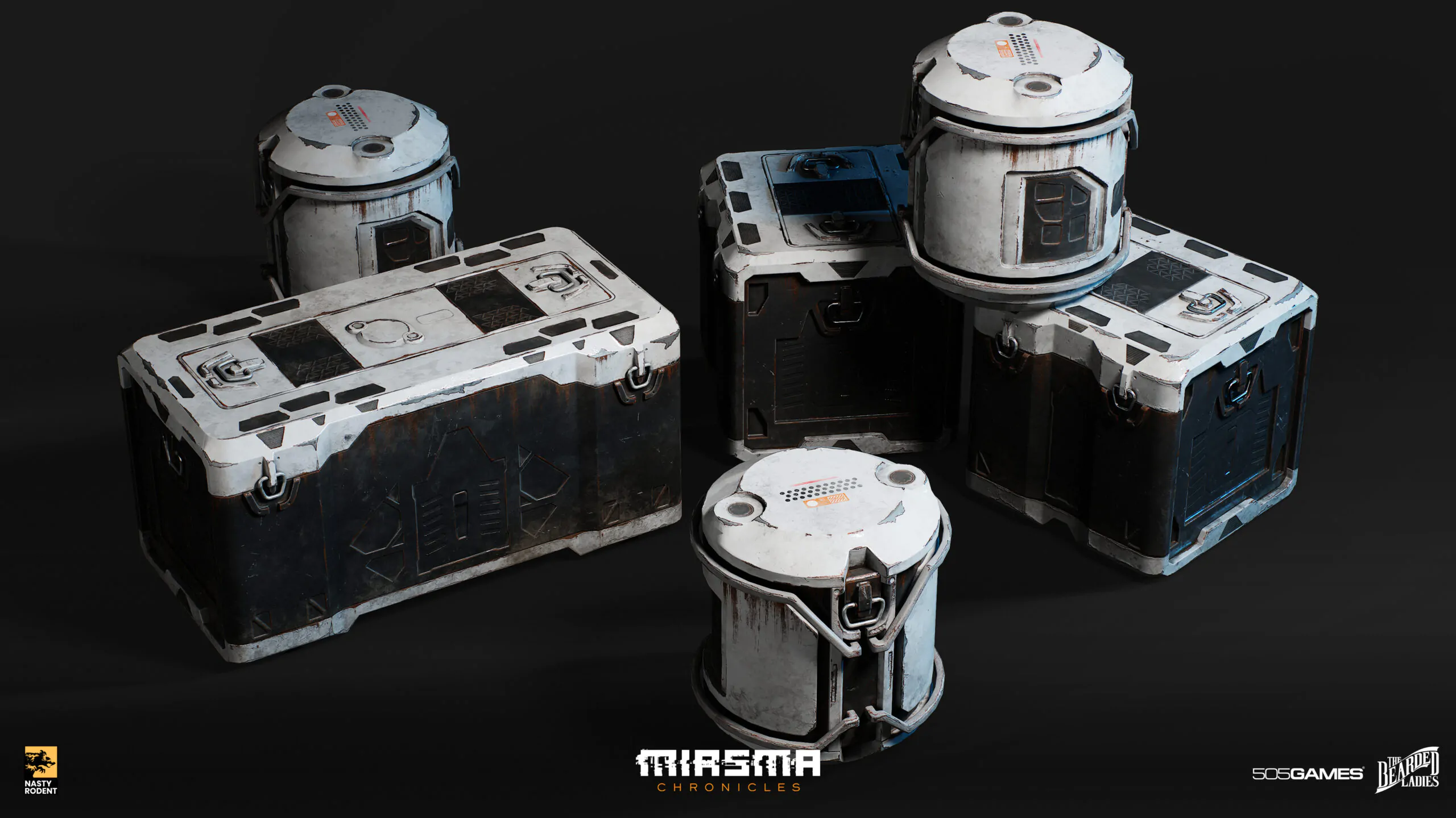 Sci-fi cargo containers 3D models — Futuristic environment assets
