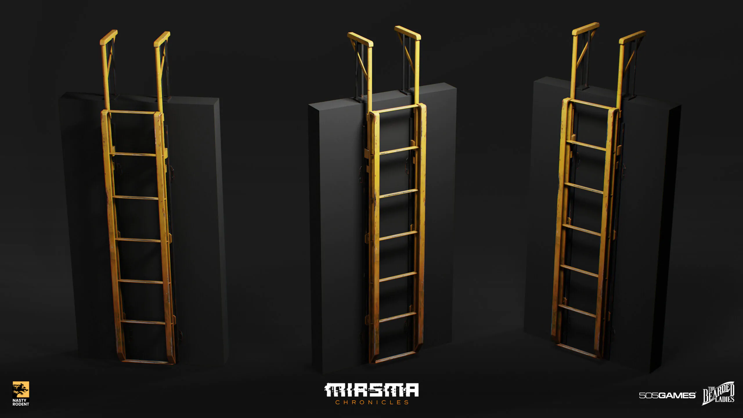 Industrial metal ladder 3D model — Environment prop for Miasma Chronicles