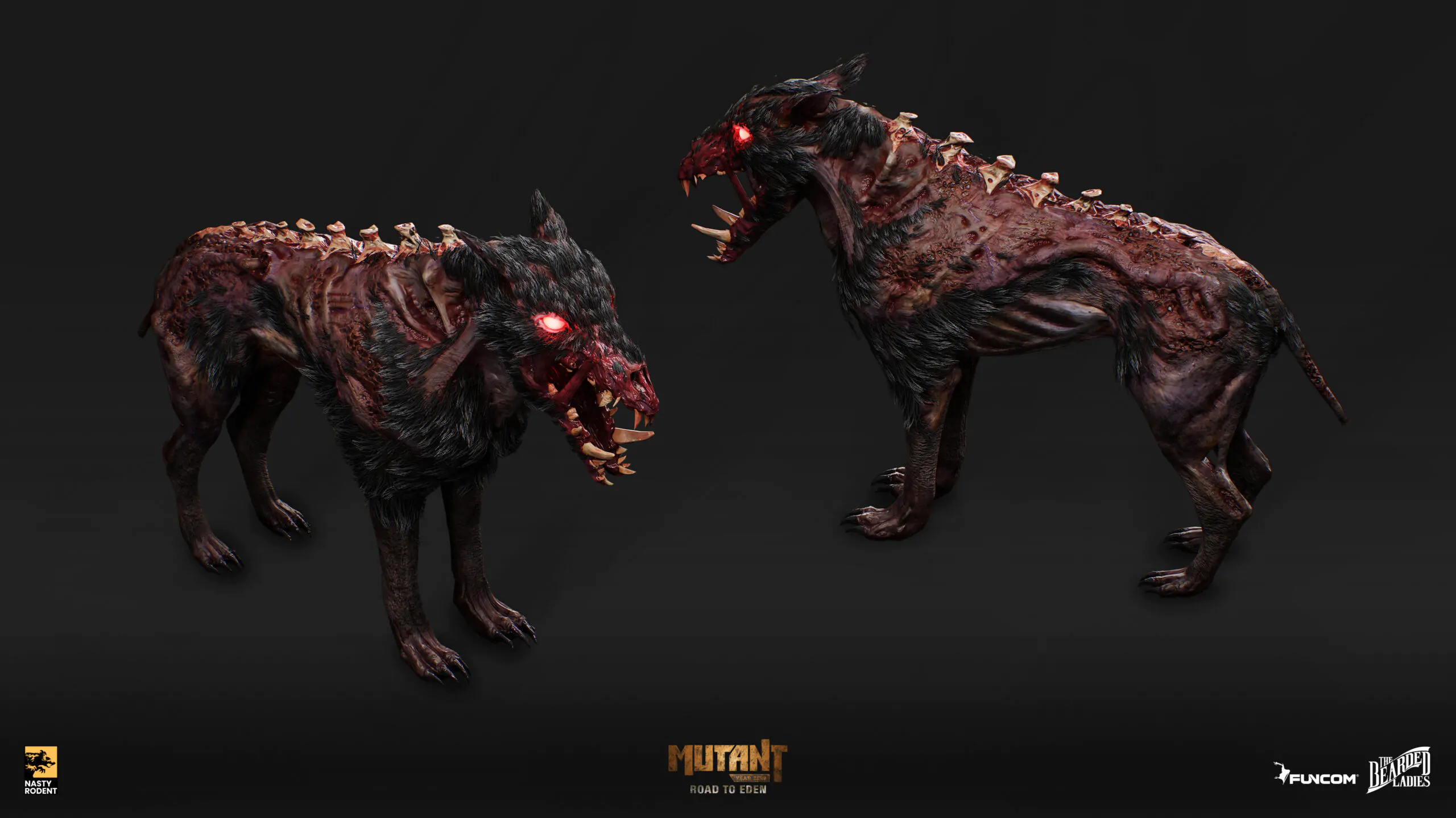 Mutated wolf creature 3D model — Horror monster design and sculpting