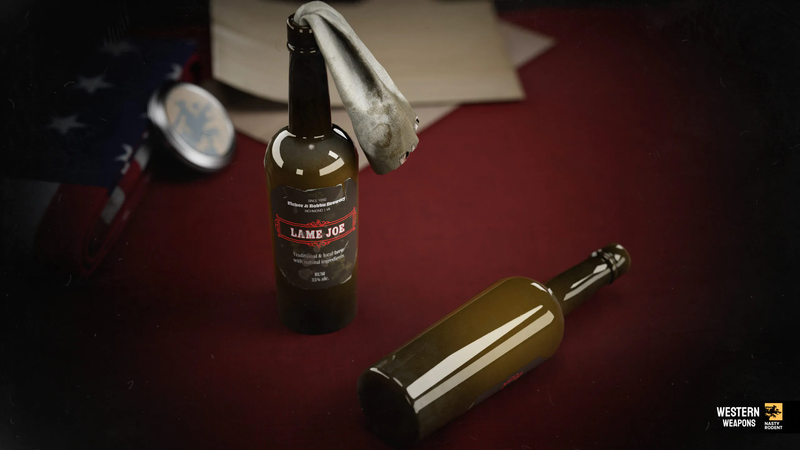 3D model of a Molotov cocktail in a Lame Joe rum bottle