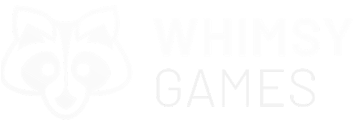 Whimsy Games logo with stylized raccoon head