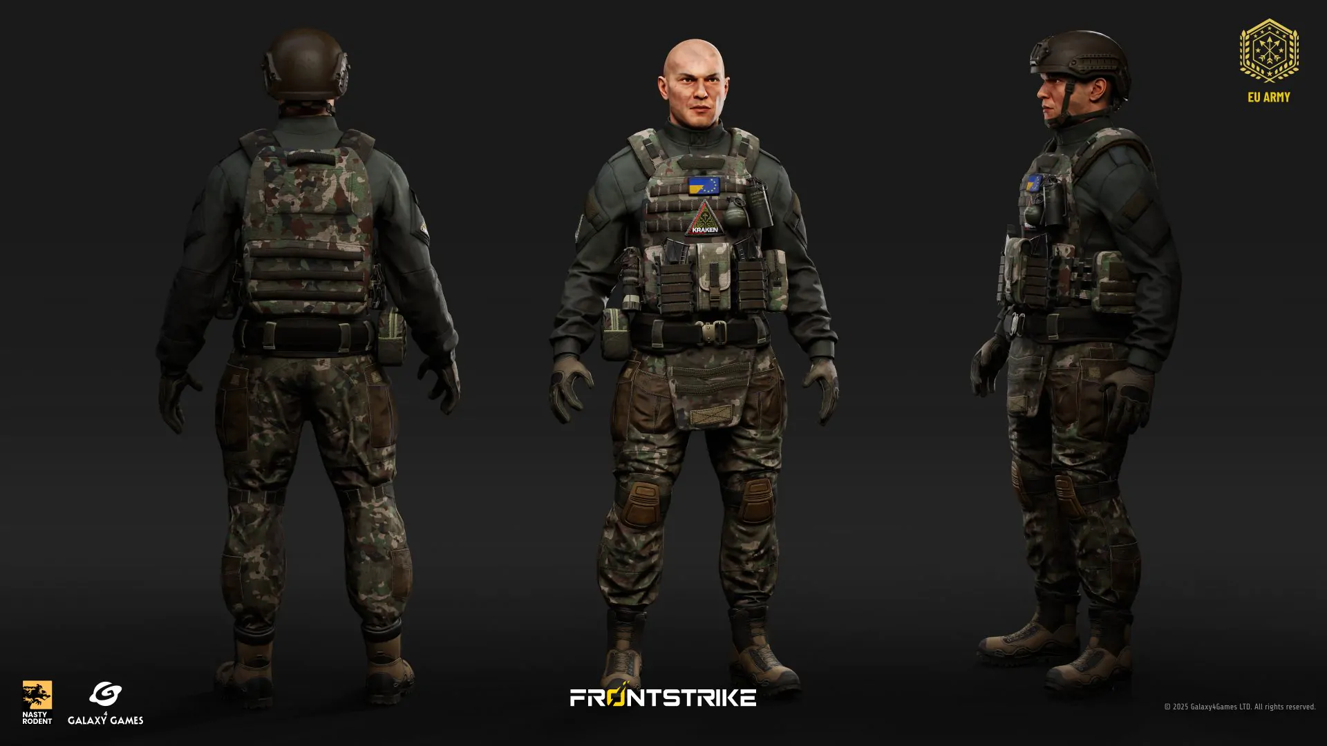 Ukrainian soldier 3D character model for Frontstrike — Detailed tactical gear and army uniform
