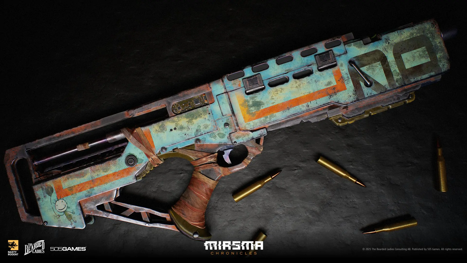 Sci-fi assault rifle with graffiti 3D model — Futuristic weapon art