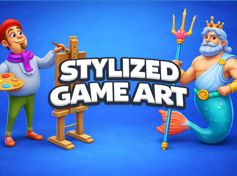 Nasty Rodent Stylized Game Art presentation banner with casual characters