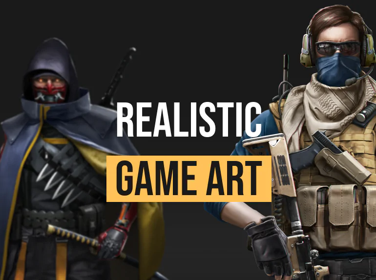 Nasty Rodent Realistic Game Art banner with sci-fi and military characters