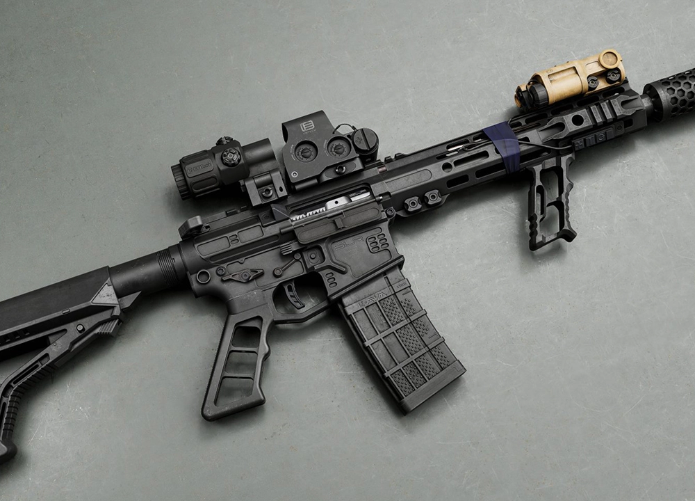 AR-15 rifle with attachments – modular weapon 3D art by Nasty Rodent