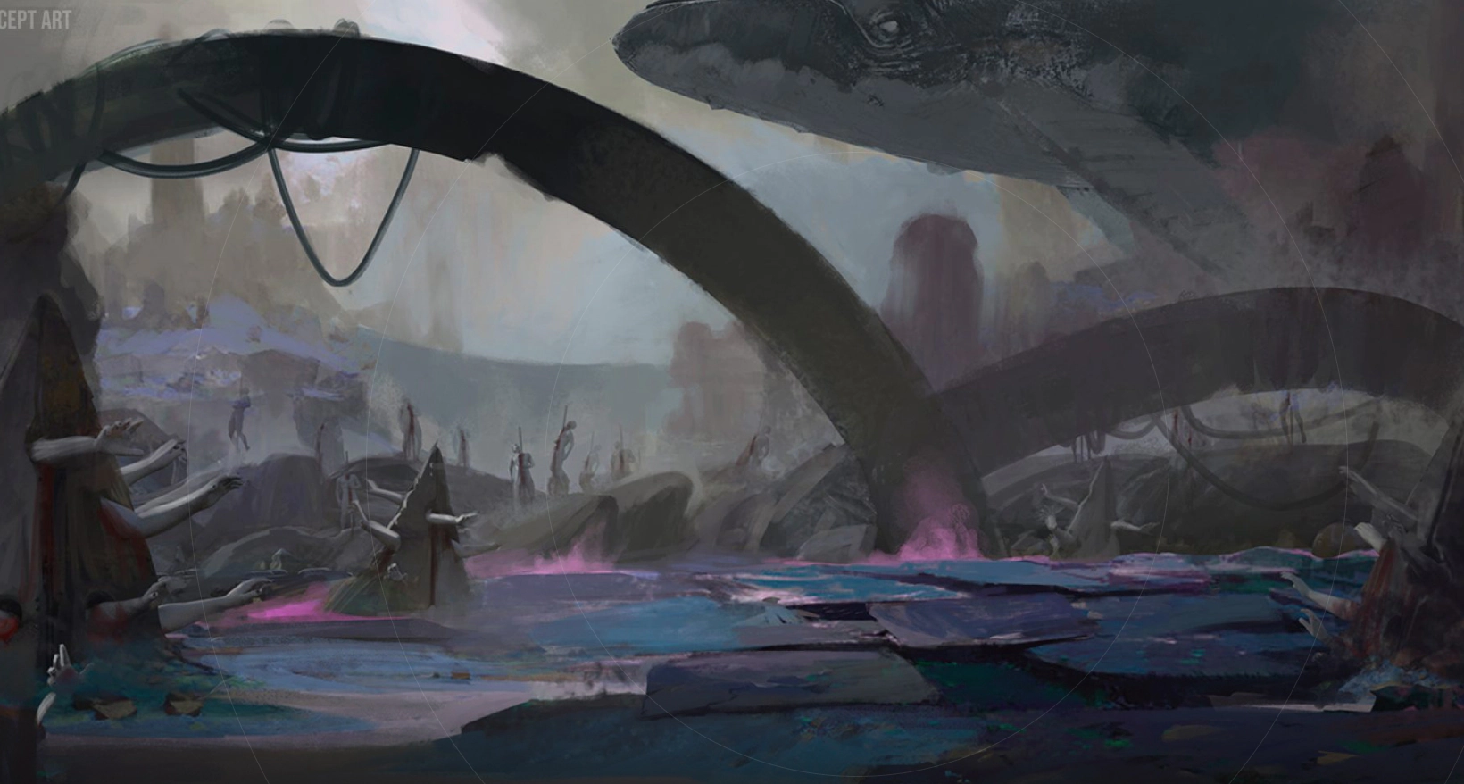 Dark fantasy location concept art – open-world environment concept by Nasty Rodent